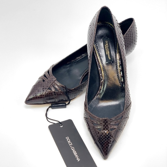 NIB DOLCE & GABBANA Python Leather Kitten Heels - Picture 1 of 7